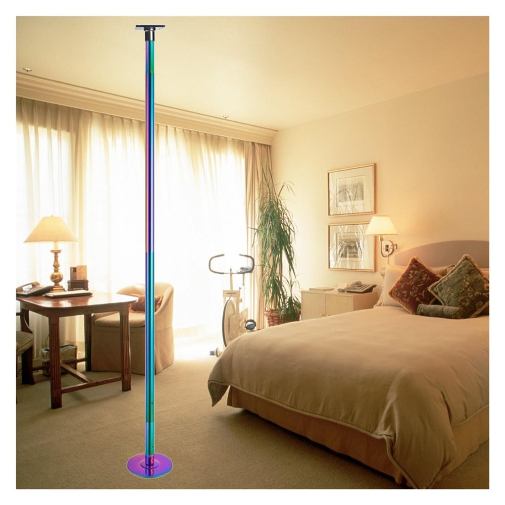 Adjustable Height Spinning Pole Permanent Dance Pole with Fixed Plate, Spinning Static Dancing Pole for Apartment Home Clubs, 7 8 9 10 11 11.5 12 12.5 ft Adjustable Height Stripper Pole with Ceiling M