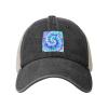 CHENYONAS Watercolor Teal Blue Tie Dye Outdoor Washed Denim Mesh Hat Denim Baseball Cap Cowboy Hat view 2