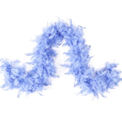 MAOFENG Chandelle Turkey Feather Boa 1.64 Yards 30g for Halloween Dancing Wedding Party DIY Craft Costume Decoration Feather Boa,Baby Blue