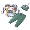 SUNNY PIGGY Baby Boy Clothes 0-3 Months Newborn Infant Fall Winter Outfits Romper 3Pcs Green Cute Pants Set Hat Baby Boys Clothing Set Preemie Clothes Boy view 1