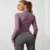 AKEWEI BBL Jacket Set Pink Workout Stretchy Gym Tight Running Clothes for Women With Pockets Purple M view 3