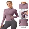 AKEWEI BBL Jacket Set Pink Workout Stretchy Gym Tight Running Clothes for Women With Pockets Purple M view 4