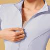 COWOKA Women's Workout Jacket Slim Fitness Casual Short Sleeve Sports Coat Yoga Tops Light Blue L view 4