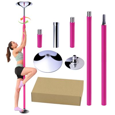 Portable Dance Pole Home Fitnes Pink Stripper Pole Dance Floor, Portable Spinning Static Dance Pole Removable Fitness Exercise Aerial Dance Tube for Home Apartment Club Bedroom, Professional Spin Trai