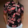 Cephalopod Squid Men's Zipper Polo Shirts Short Sleeve Casual Slim Fit Golf Shirt 3XL view 2