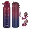 SLUXKE Insulated Water Bottle 24oz, Double Wall Vacuum 18/10 Stainless Steel Bottle with 2Lids, Leak Proof & BPA-Free, 700ml Hydro Water Flask with Handle & Straw Spout Lids RED BLACK view 1