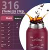 SLUXKE Insulated Water Bottle 24oz, Double Wall Vacuum 18/10 Stainless Steel Bottle with 2Lids, Leak Proof & BPA-Free, 700ml Hydro Water Flask with Handle & Straw Spout Lids RED BLACK view 3