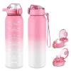 SLUXKE 24oz Insulated Water Bottle with Straw and Spout Lids, 18/10 Stainless Steel 700ml Double Wall Vacuum Sports Water Jug, Leakproof Hydro Cup Flask for Men, Women & Kids PINK WHITE view 1