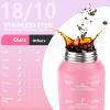 SLUXKE 24oz Insulated Water Bottle with Straw and Spout Lids, 18/10 Stainless Steel 700ml Double Wall Vacuum Sports Water Jug, Leakproof Hydro Cup Flask for Men, Women & Kids PINK WHITE view 3