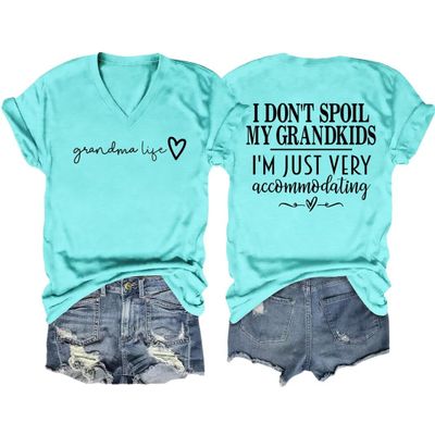 Grandma Shirts for Women Casual Grandma Life Shirt Heart Printed T-Shirt Funny Grandma T Shirt Short Sleeve Tee Top