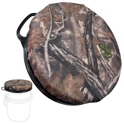 5 Gallon Bucket Seat for Yeti Bucket Only, Swivel Bucket Lid with Padded Top for Cozy Sitting, Bucket Seat Cushion for Outdoor Fishing,Hunting,Gardening, Baseball Training, Camo Leaves