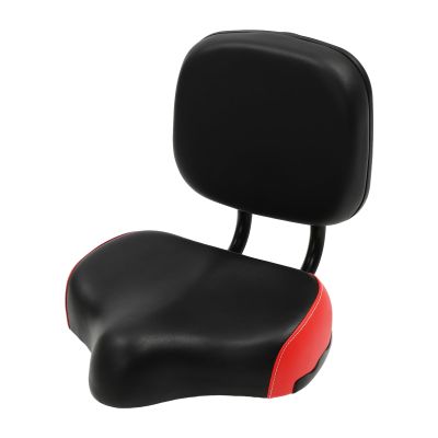 Bike Saddle with Backrest, Large Bike Seat Replacement for Mountain Bike Tricycle Commuter Bike, Extra Wide Bicycle Seat Wing Ergonomic Design, Shock Absorbing, Waterproof, Universal (Black, Red)