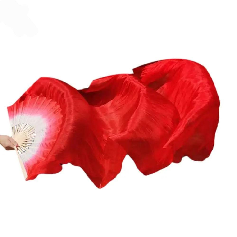 MWYDMA Belly Dance Fans Silk Artificial Fans Hand Made Belly Dance Dancing Solid Colour Silk Bamboo Long Fan for Party Stage Performance (red)