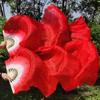 MWYDMA Belly Dance Fans Silk Artificial Fans Hand Made Belly Dance Dancing Solid Colour Silk Bamboo Long Fan for Party Stage Performance (red) view 4