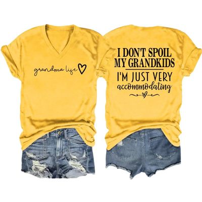 Grandma Shirts for Women Casual Grandma Life Shirt Heart Printed T-Shirt Funny Grandma T Shirt Short Sleeve Tee Top