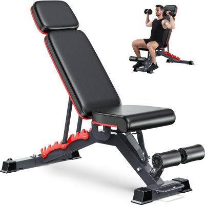 Fostoy 1200LBS Weight Bench, Heavy-Duty Workout Bench for Home Gym, Bench Press with Adjustable Extended Headrest, Strength Training Bench for Full Body Workout Incline Flat Decline Sit-up Bench