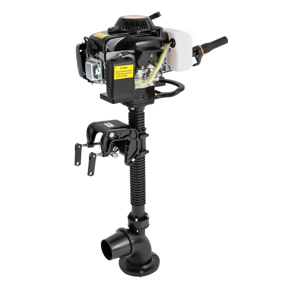 4 HP 55 CC Boat Motor 4 Stroke Outboard Motor with Wind Cooling System Mud Motor with Standard CDI Ignition System Boat Engine with Short Shaft Small Outboard Boat Motor for Boat