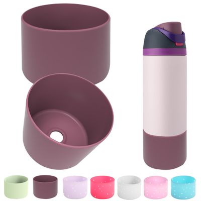 2PCS Silicone Water Bottle Boot for Owala 14/16oz 24oz 32oz 40oz,Anti-Slip Protective Sleeve Bottom Bumper Protector for FreeSip, Twist, and Flip Water Bottles (Dark Purple, 32oz)