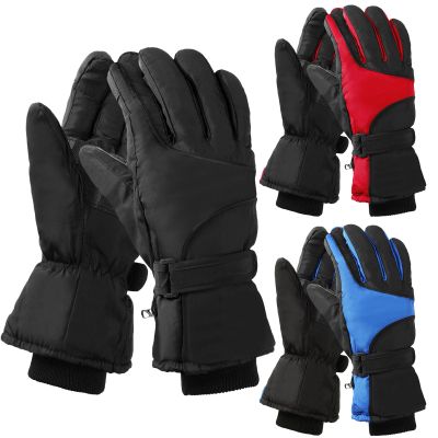 Tarpop 3 Pairs Mens Ski Gloves Winter Warm Women Gloves Adjustable Non Slip Snowboard Snow Waterproof Warm(M,Black, Black Red, Black Blue)