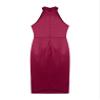 ACSUSS Women's Halter Sleeveless Ruched Cocktail Party Dress Wrap Bodycon Slit Midi Wedding Guest Dresses Burgundy X-Large view 4