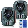 KJK 2 Pack Trail Cameras 36MP 2.7K, 32G SD Card and 8AA Batteries, Game Camera with Night Vision Motion ActivatedWaterproof lP66 0.1s Trigger Time w/ 130Wide-Angle TrailCam for Wildlife Monitoring view 1