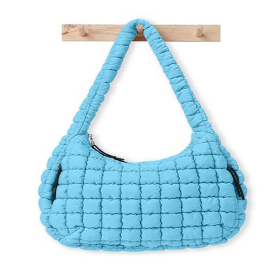 LEXSION Womens' Lightweight Quilted Carryall GYM Tote Bag Puffer Crossbody Bag Soft Puffy Boho Handbags Cloud Weight Big Capacity Purse 8040 Light Blue M