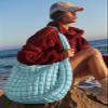 LEXSION Womens' Lightweight Quilted Carryall GYM Tote Bag Puffer Crossbody Bag Soft Puffy Boho Handbags Cloud Weight Big Capacity Purse 8040 Light Blue M view 3