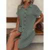 BIVENANT Tshirt Dress Women's Casual Dresses Button Down Shirt Dresses for Women Green Midi Dress Womens Flowy Dresses Summer with Sleeves Western Dress Swimsuit Coverup for Women,Green,M view 2