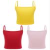 dPois Girls Cotton Ribbed Camisole Yoga Dance Cami 3 Pack Kids Basci Tank with Spaghetti Straps Sleeveless Crop Top Pink&Yellow&Red 8-10 Years view 1