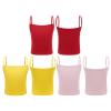 dPois Girls Cotton Ribbed Camisole Yoga Dance Cami 3 Pack Kids Basci Tank with Spaghetti Straps Sleeveless Crop Top Pink&Yellow&Red 8-10 Years view 3