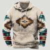 Hoodies for Men Fashion Drawstring Aztec Ethnic Print Hooded Sweatshirts Casual Long Sleeve 4th Of July Shirts warehouse amazon warehouse deals Beige L view 2