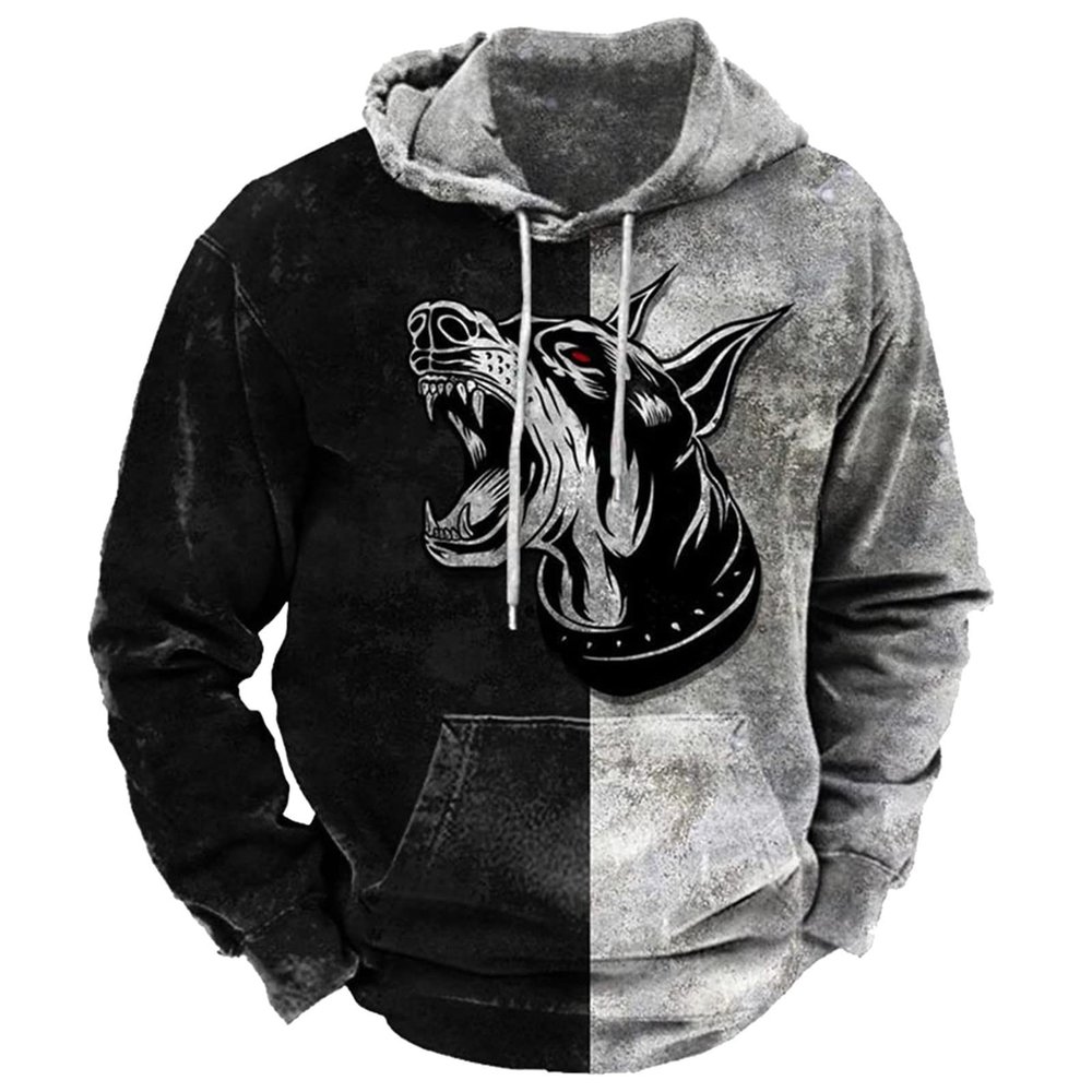 2024 Mens Hoodie Casual Aztec Ethnic Drawstring Hooded Sweatshirts Long Sleeve Graphic Shirt Lightweight Pullover 2024 s 2024 men Gray L