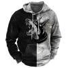 2024 Mens Hoodie Casual Aztec Ethnic Drawstring Hooded Sweatshirts Long Sleeve Graphic Shirt Lightweight Pullover 2024 s 2024 men Gray L view 1