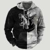 2024 Mens Hoodie Casual Aztec Ethnic Drawstring Hooded Sweatshirts Long Sleeve Graphic Shirt Lightweight Pullover 2024 s 2024 men Gray L view 2