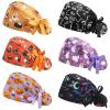 HooLing 6 Pcs Scrub Caps Nurse Hat with Button Women,Halloween view 1