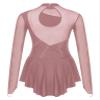 XUNZOO Women's Glitter Rhinestones Ballet Dance Leotard Dress Sheer Mesh Long Sleeves Figure Ice Skating Dance Costumes F0727DustyPink Large view 4