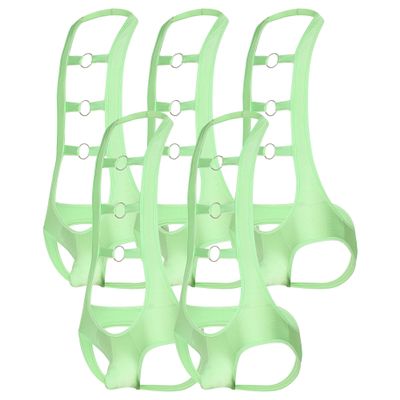 JEsilunmaMY Men's Halter Cutout Jockstrap Bodysuit O-Ring Wrestling Singlet Thong Leotard Backless Stretch Jumpsuit Underwear (Green-5PC,Medium)