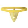 JEsilunmaMY Men's Mesh Stripe G-String Thongs See Through Open Pouch T-back Panties Solid Color Low Rise Bikini Underwear (Yellow-5PC,X-Large) view 2