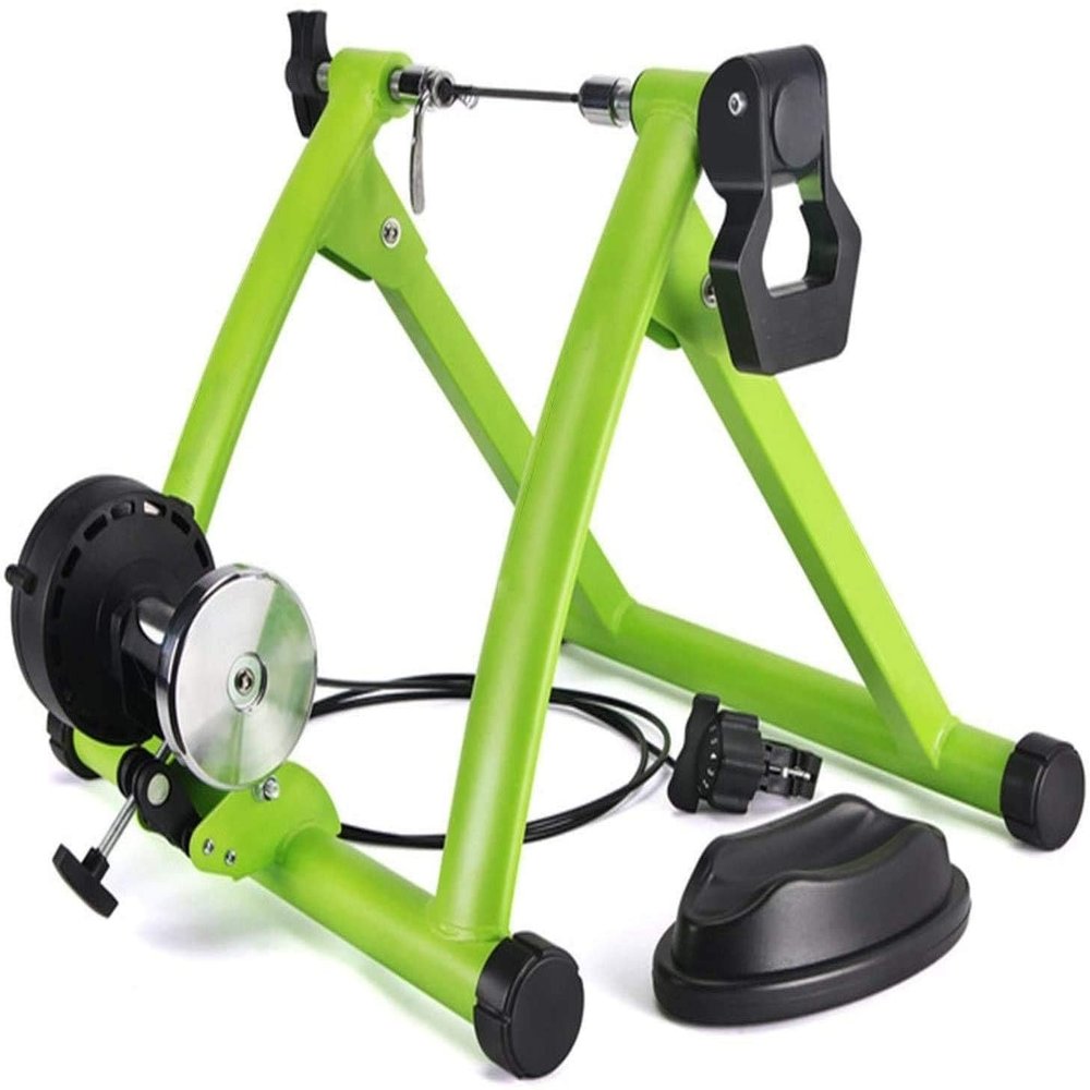 CFDZCP Bike Trainer Stand Bicycle Indoor Trainer Stand, Bike Magnetic Foldable Turbo Trainer, Force Damping Riding Trainer for 26 '' - 28 '' Mountain & Road Bikes Wheels Bikes(Green)