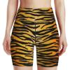 AIMASTZ Tiger Skin Black Gold Women's High Waist Yoga Shorts Biker Shorts Workout Athletic Running Hiking Gym L view 1