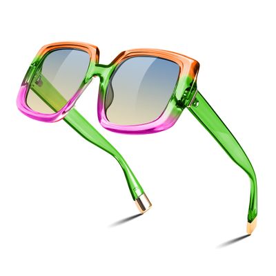FEISEDY Square Oversized Sunglasses for Women Big Large Wide Shades Vintage Retro Thick Frame UV400 Protection B0196