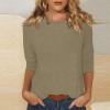 3/4 Sleeve Tops for Women Summer Ladies Length Womens Sleeves Women's Elbow Tee Shirts Casual Cotton view 2