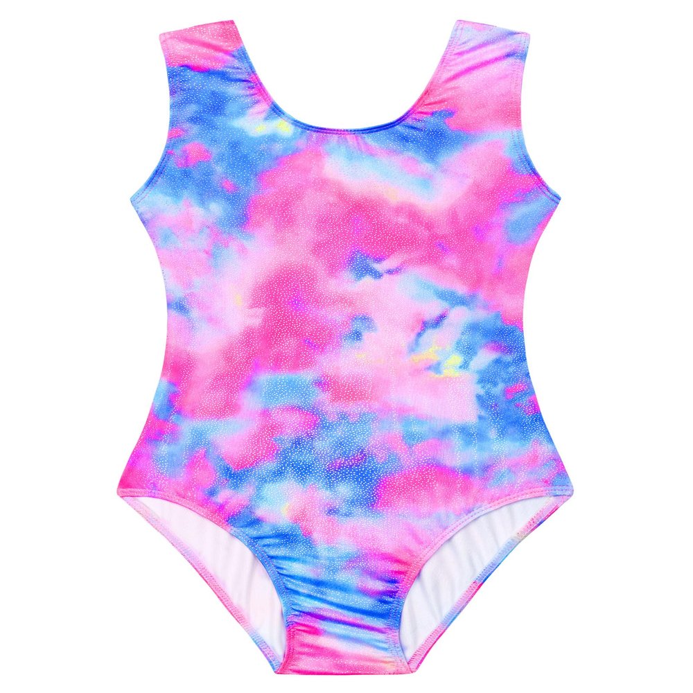 Domusgo Gymnastics Leotards for Girls 6-7 Years Old Blue Rose Sparkly One Piece Tumbling Outfits