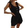 Womens Summer V Neck Sleeveless Tank Top Short Jumpsuit Stretchy Long Pants Romper with Pockets(D,L) view 3