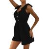 Womens Summer V Neck Sleeveless Tank Top Short Jumpsuit Stretchy Long Pants Romper with Pockets(D,L) view 4