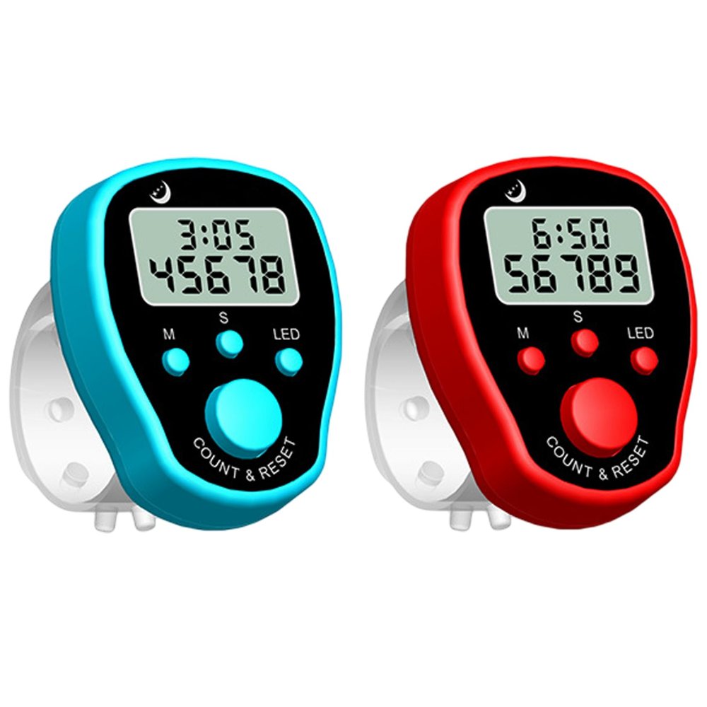 OnIUeZky Finger Counter 5 Digital Electronic LED Hand Tally Counter Manual Clicker Count Lap Counter 2PCS..