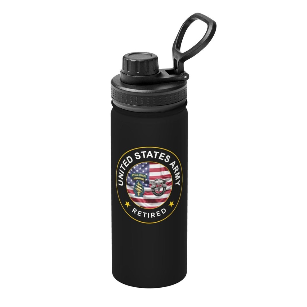 Qauirfe US Special Forces Retired Stainless Steel Insulated Water Bottle: 18oz, Leak-Proof, Hot & Cold, Eco-Friendly