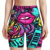 AIMASTZ Graffiti Style Women's High Waist Yoga Shorts Biker Shorts Workout Athletic Running Hiking Gym M view 1