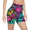 AIMASTZ Graffiti Style Women's High Waist Yoga Shorts Biker Shorts Workout Athletic Running Hiking Gym M view 2