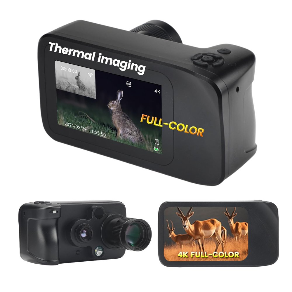 Night Vision Monocular 4K Full Color Infrared Night Vision Thermal Monocular 256x192 Three Modes WiFi Thermal Imaging Monocular Support Save Photo and Video with 128GB Large Storage Capacity